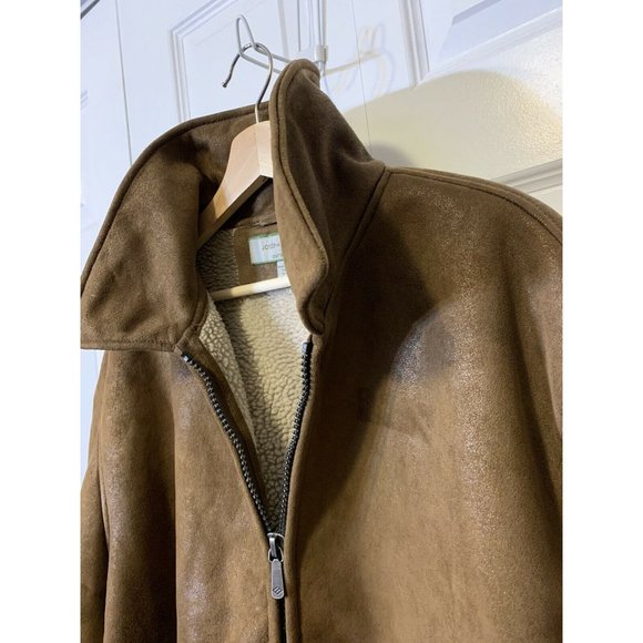 Joseph‎ Abboud Men’s XL Outerwear Brown Faux Suede Sherpa Lined Full Zip Jacket - Picture 7 of 11